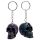 Skulls and Roses Dark Metallic and Gold Skull Keyring