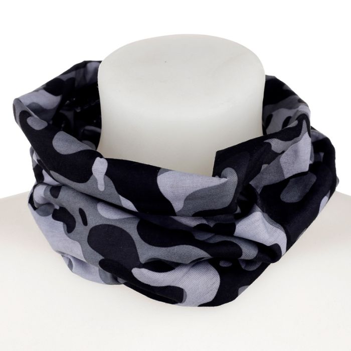 Grey Camouflage Neck Warmer Tube Scarf