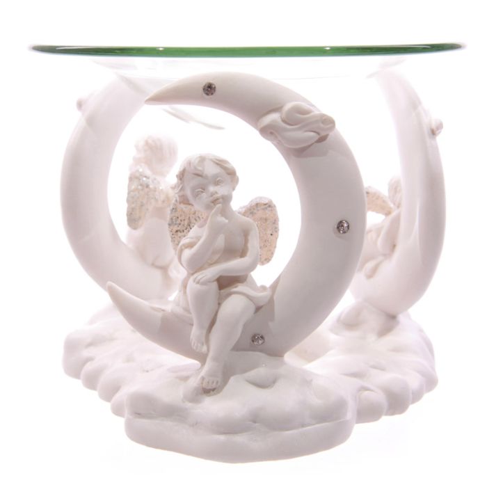 White Cherub & Crescent Moon Oil & Wax Burner
