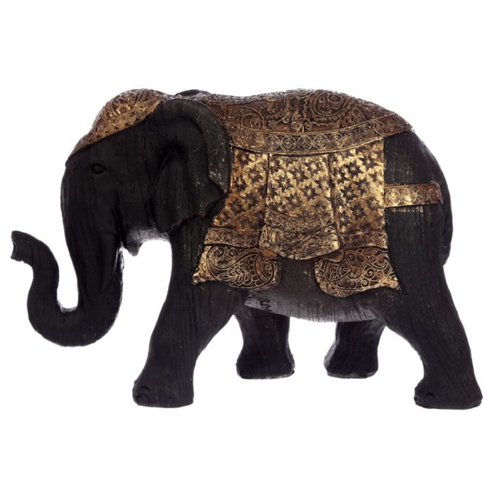 Brushed Black & Gold Medium Thai Elephant Figurine