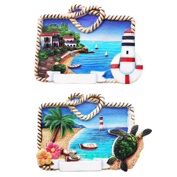 3D Printed Souvenir Seaside Magnet Rope Frame Scene
