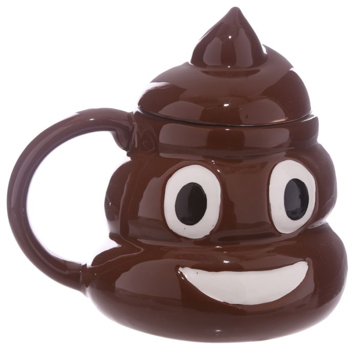 Emotive Poop Ceramic Shaped Mug with Lid
