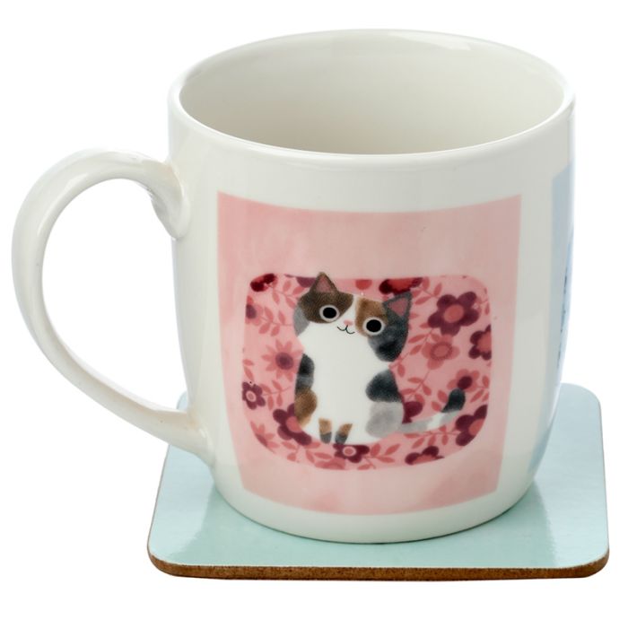 Angie Rozelaar Planet Cat Porcelain Mug & Coaster Set