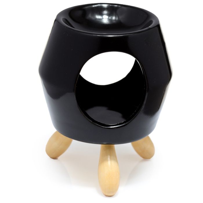 Eden Black Abstract Ceramic Oil Burner with Feet
