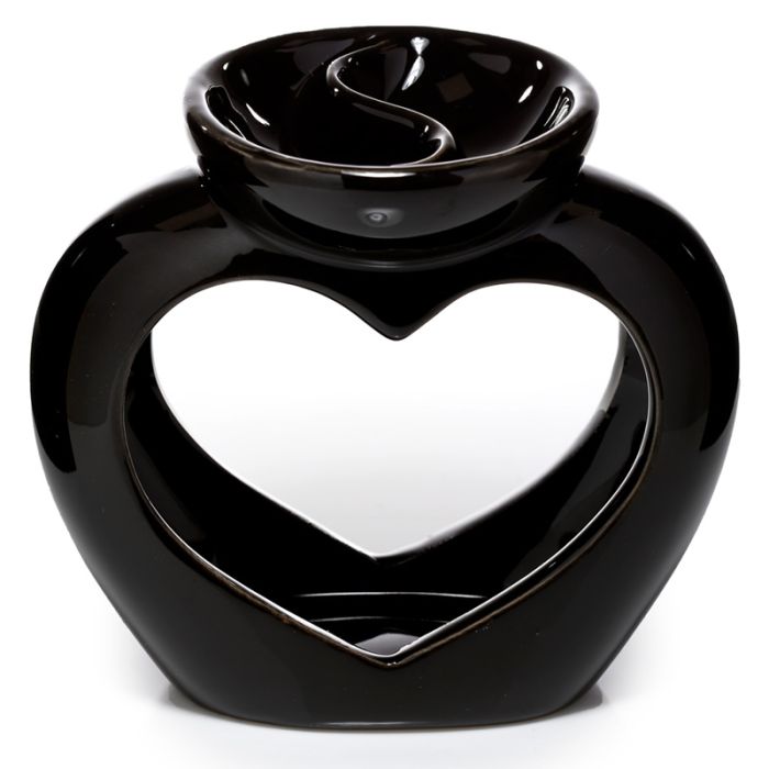 Eden Black Ceramic Heart Shaped Double Dish Oil & Wax Burner