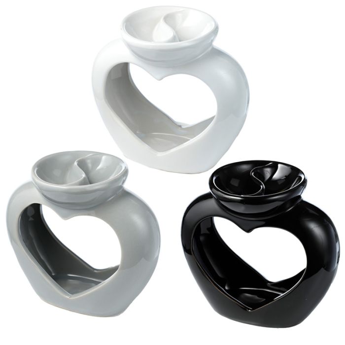 Eden Ceramic Heart Shaped Double Dish Oil & Wax Burner