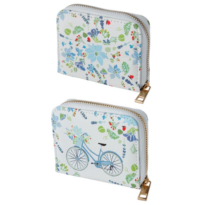 Julie Dodsworth Blue Lavender Garden Zip Around Small Wallet Purse