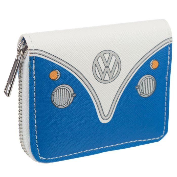 Volkswagen VW T1 Camper Bus Blue Zip Around Small Wallet Purse
