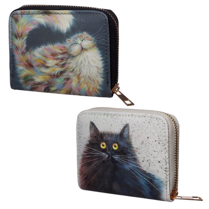 Kim Haskins Cat Zip Around Small Wallet Purse