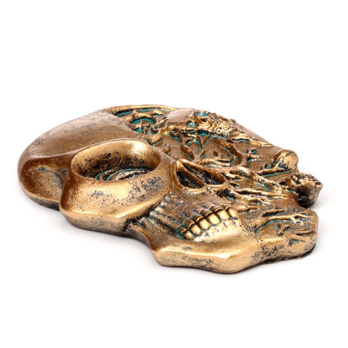 Skull Shaped Ashcatcher Incense Burner with Roses