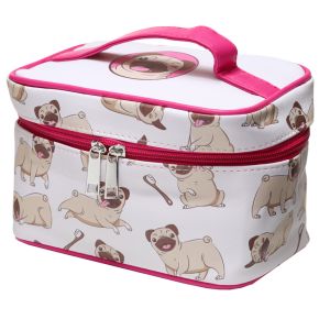Mopps Pug Zip Around Makeup Bag with Handle
