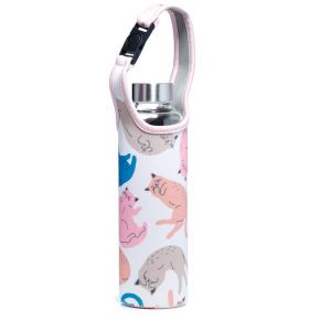 Cat's Life Glass Water Bottle with Protective Sleeve