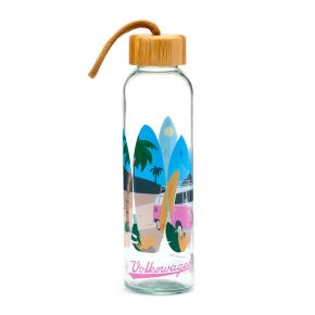 Volkswagen VW T1 Camper Bus Waves are Calling 500ml Glass Water Bottle