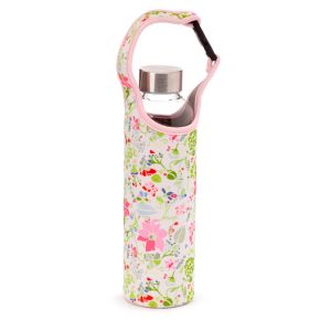 Julie Dodsworth Pink Botanical Glass Water Bottle with Protective Sleeve