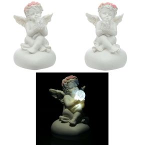 Rosebud LED Crystal Ball Cherub