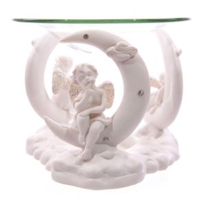 White Cherub & Crescent Moon Oil & Wax Burner