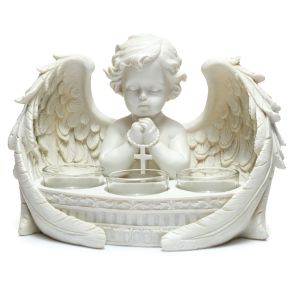 White Cherub 3 Tea Light Candle Holder