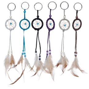 Mini Feather Dreamcatcher Key Ring with Beads