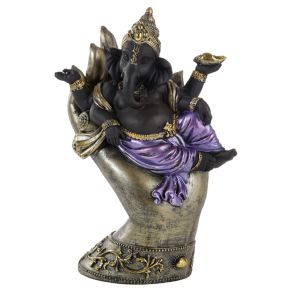 Purple, Gold & Black Ganesh Lying in Hand