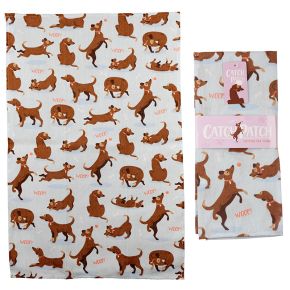 Poly Cotton Tea Towel Catch Patch Dog Design
