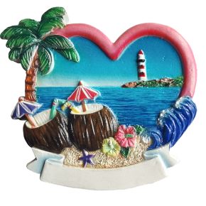 3D Printed Souvenir Seaside Magnet Heart with Coconut Cocktails