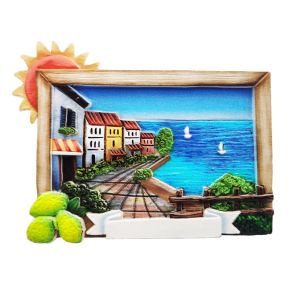 3D Printed Souvenir Seaside Magnet Panorama Seaside Town Frame