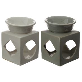 Eden Cube Ceramic Oil & Wax Burner with Geometric Cut-out