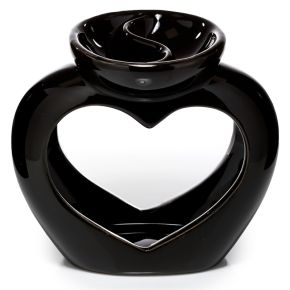 Eden Black Ceramic Heart Shaped Double Dish Oil & Wax Burner