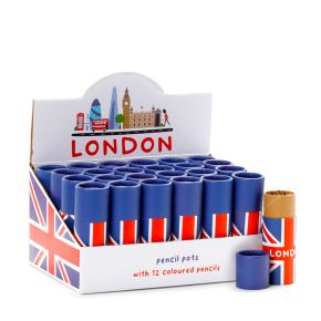 Union Jack Pencil Pot with 12 Colouring Pencils