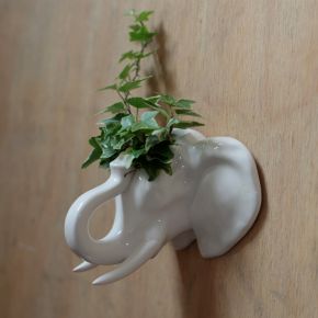 Ceramic Elephant Head Garden Wall Planter/Plant Pot