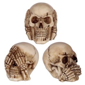 Set of 3 Small See No, Hear No, Speak No Evil Skulls