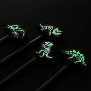 Dinosaur Pencil & Glow in the Dark Skeleton Eraser Topper