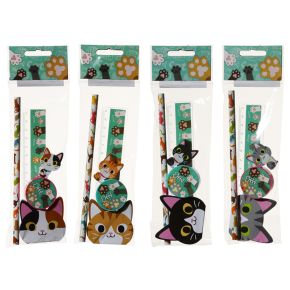 Cute Kitty Cat 5 Piece Stationery Set
