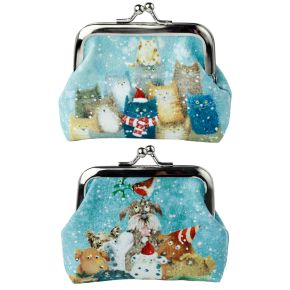 Jan Pashley Christmas Cats & Dogs Tic Tac Purse